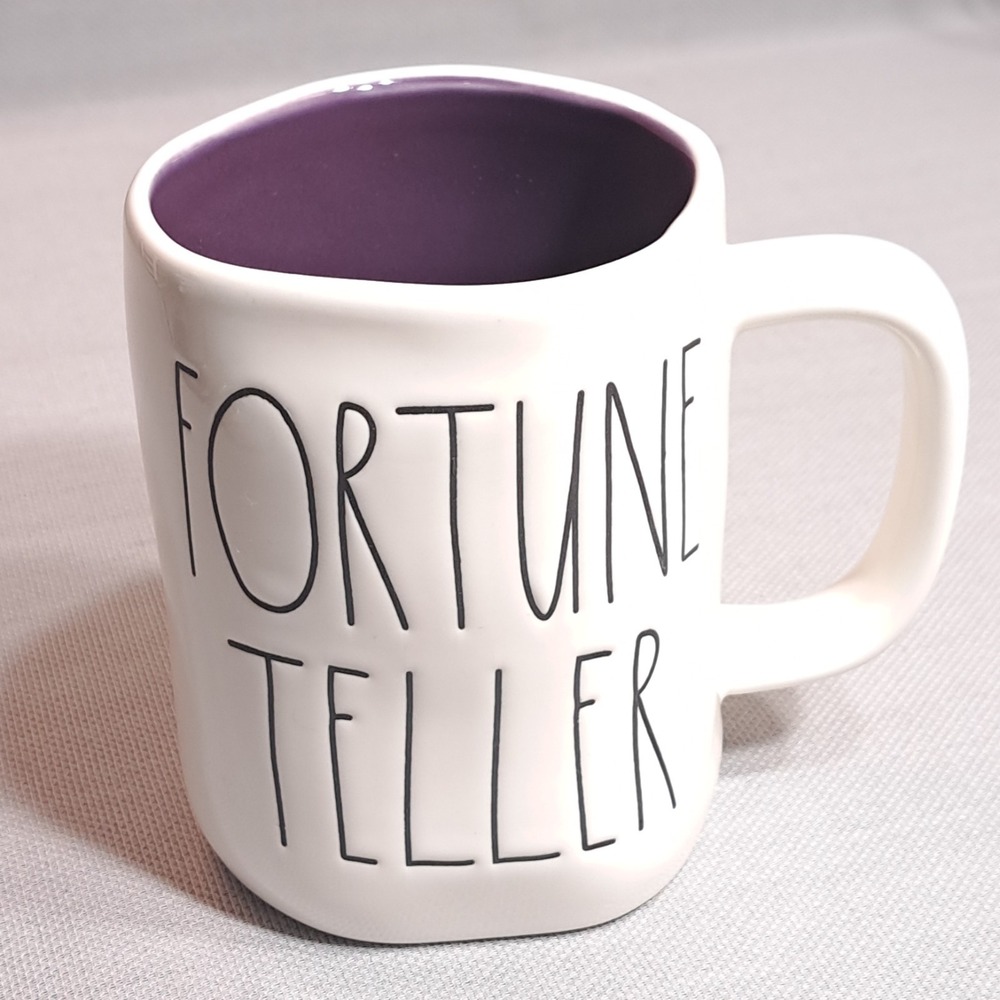 Rae Dunn - Fortune Teller - White/Purple Ceramic Coffee Mug